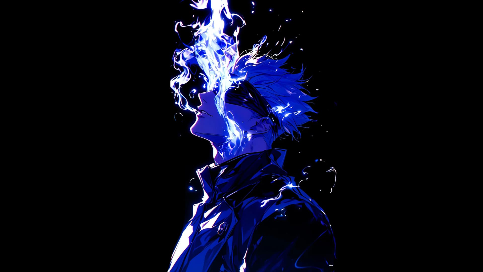Gojo Satoru Neon Blue Wallpaper 4K